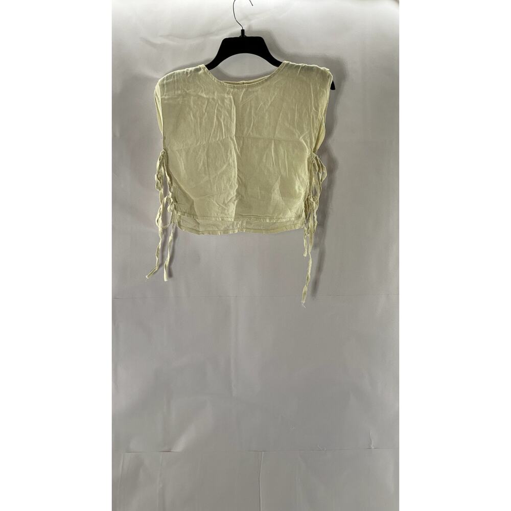 NEW COLLECTION Women's Cream Side-Tie Crewneck Sleeveless Top SZ S